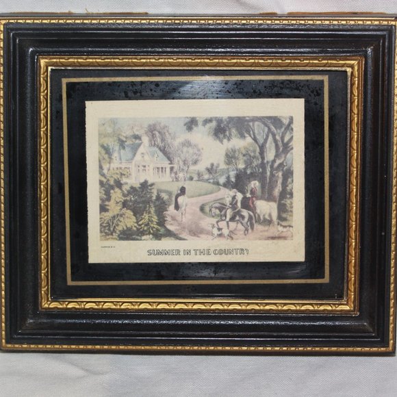 Currier & Ives Framed Small Print SUMMER IN THE COUNTRY Vintage - Picture 1 of 3